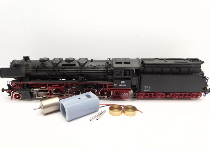 micromotor HR033F motor ombouwset voor Roco BR 43, BR 44, SNCF 150X Modelle mit Silberen Rädern