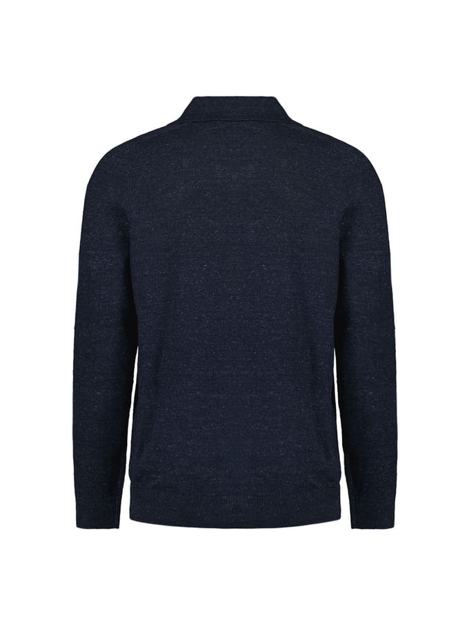 No Excess Pullover Polo With Linen Deep Blue Größe: XXL | Pullover Outlet | Herren | Weiß