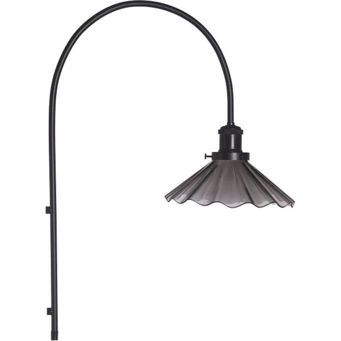 PR Home wandlamp August, zwart, gegolfd glas, Ø 25 cm