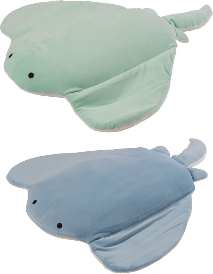 J-Line decoratie Rog - polyester - blauw/muntgroen - set van 2