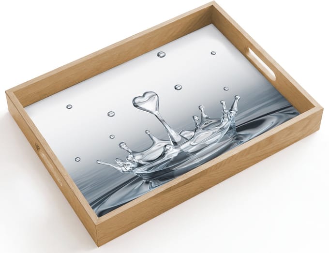 Dienblad hout 40x30 cm - Schootdienblad - Abstract - Modern - Water - Hart - Borrelplank rechthoek - Plateau dienbladen