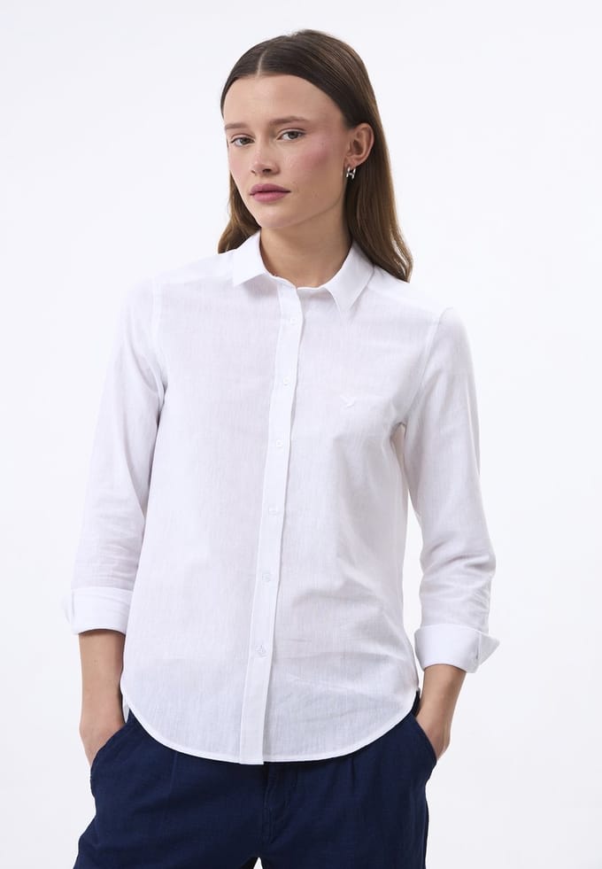 Felix Hardy Linnen Katoen Blend Shirt - Overhemd Dames Wit - M