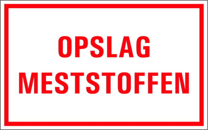 Opslag meststoffen tekststicker 320 x 200 mm