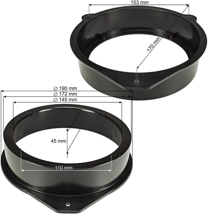 Luidspreker Ringen Adapter voor Audi A3, A4, Q7 - Geschikt voor 165mm DIN Luidsprekers