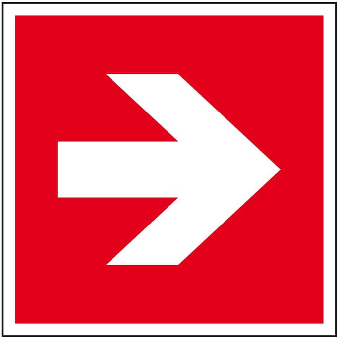 Brand richtingspijl sticker - ISO 7010 - A090R 100 x 100 mm