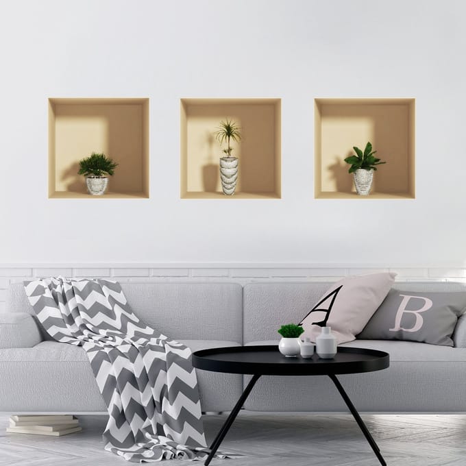 Sticker met 3D-plantmotief, 30 x 90 cm