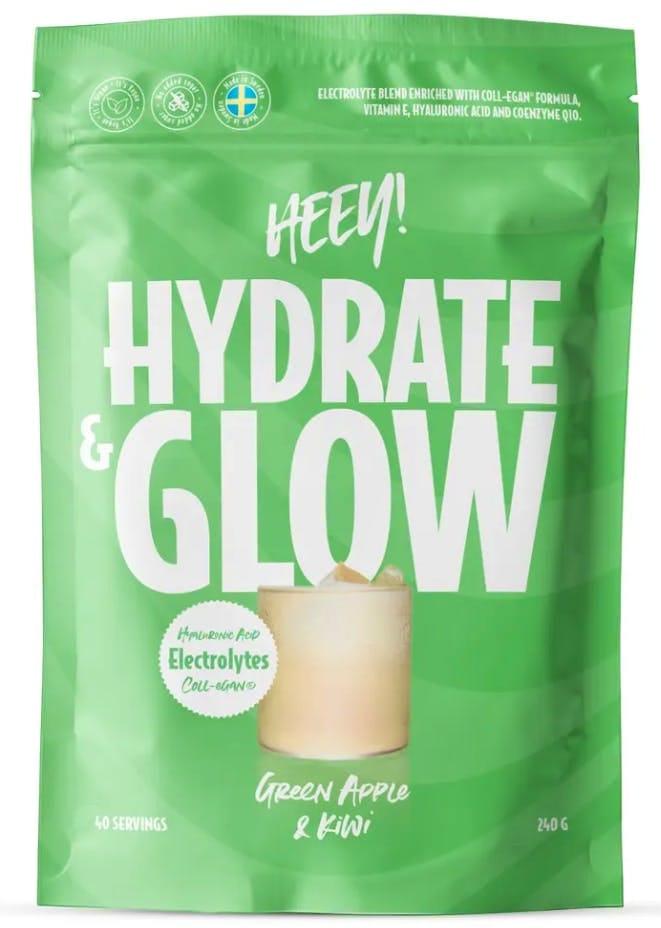 Heey! Hydrate &amp; Glow Electrolytes + Coll-egan&reg; Green Apple &amp; Kiwi 240 g