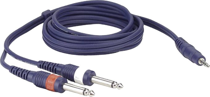 DAP Audio Mini Jack naar 2x Jack Mono Overgangskabel 1,5m - Mini Jack Stereo naar 2x Mono Jack - 1,5m