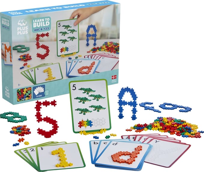 Plus-Plus Learn to Build abc/123 bouwset - 3909 - Bouwspeelgoed - Constructiespeelgoed - Set met 600 bouwstenen - Vanaf 5 jaar
