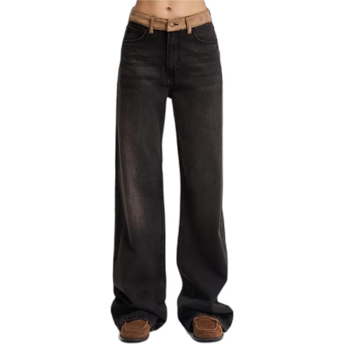 It's Basic - Wide Mid Rise Jeans - Chocolate