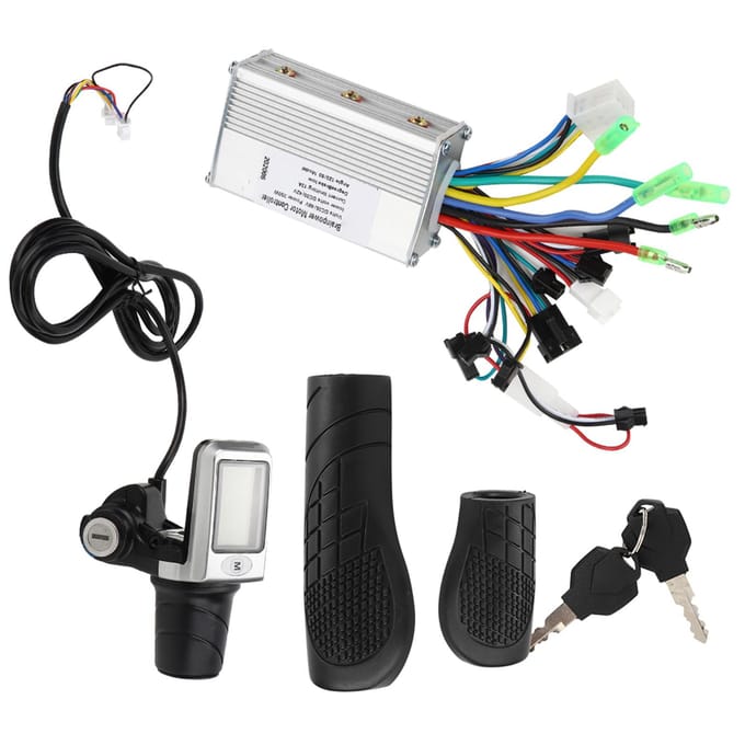 2 in 1 Elektrische Fiets Elektrische Scooter Controller LCD Gesplitste Meter Gashendel Gripset gray