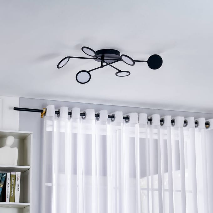 Lindby plafondlamp Manel, zwart, ijzer, 79 cm lang