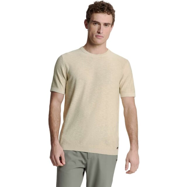 No Excess Pullover Short Sleeve Crewneck Solid Slub Knit Cement Maat: M | Sweaters Outlet | Heren | Beige