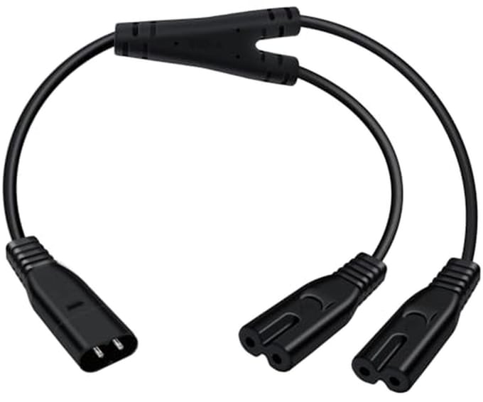 Voedingskabel Splitter - Verlengkabel C8 C7 - Apparaten Aansluiten - 1 op 2 Uitbreiding - 0.3 Meter - Zwart