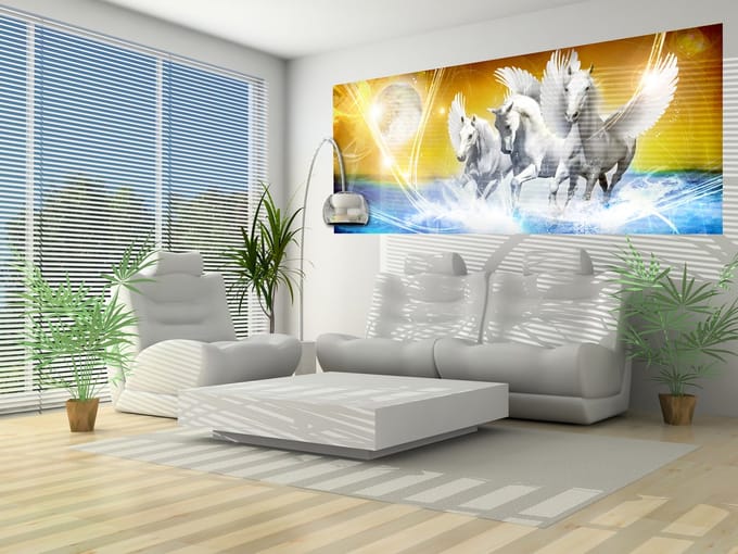 Winged Horse Pegasus Yellow Photo Wallcovering