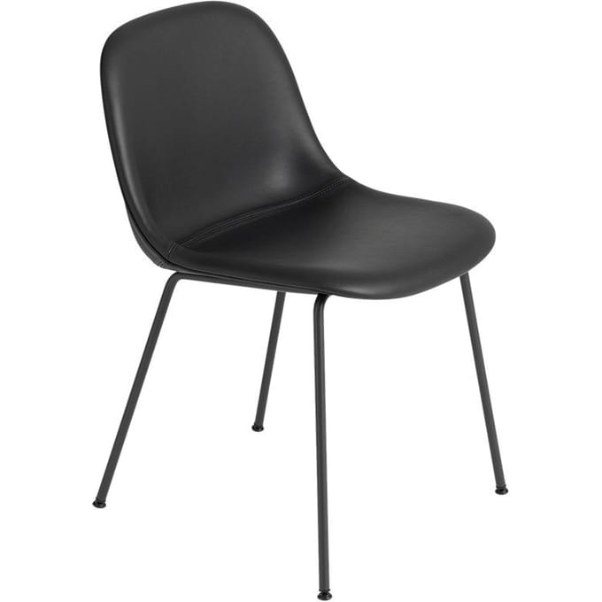 Muuto - Fiber Side stoel - buisonderstel - zwart - frame zwart