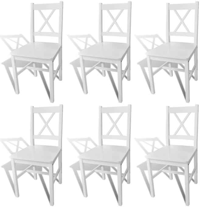 vidaXL - Eetkamerstoelen - 6 - st - grenenhout - wit