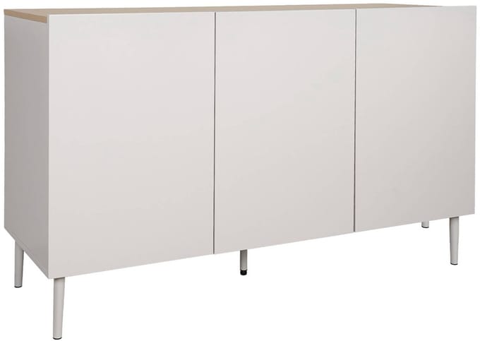 sweeek - Dressoir metaal en houtdecor met 3 deuren 120cm - ashton