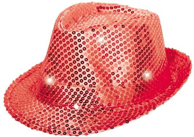 Folat - Tribly pailletten rood met LED