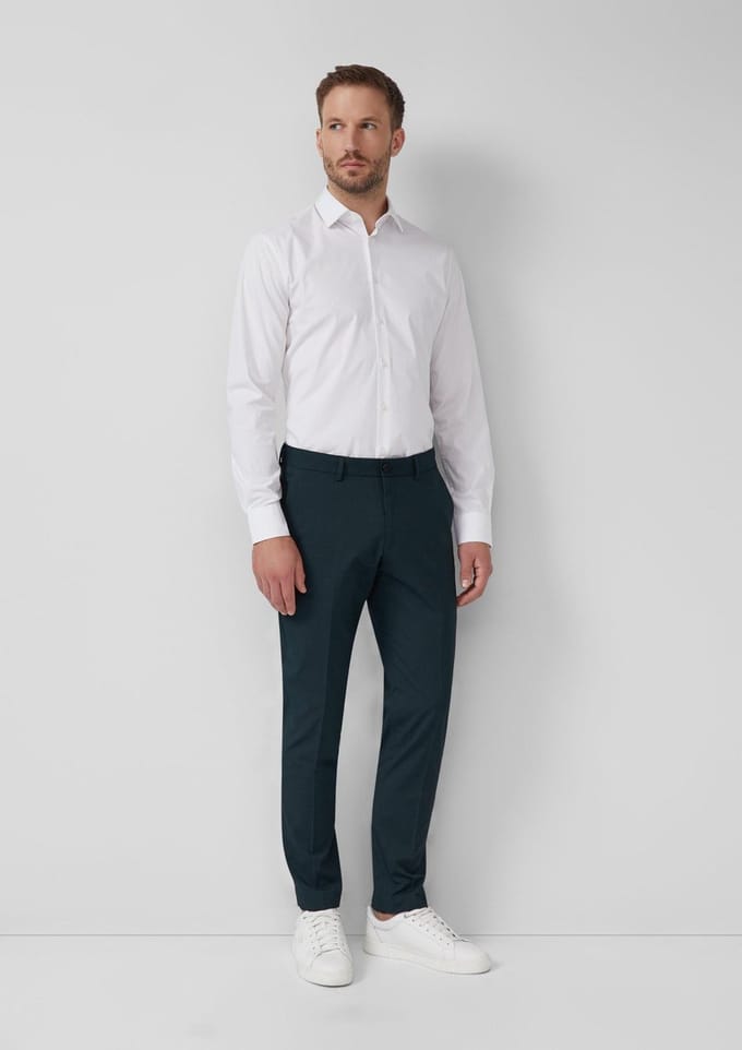 s.Oliver - male - s.O PURE: Slim fit broek in gevlekte stretch keperstof