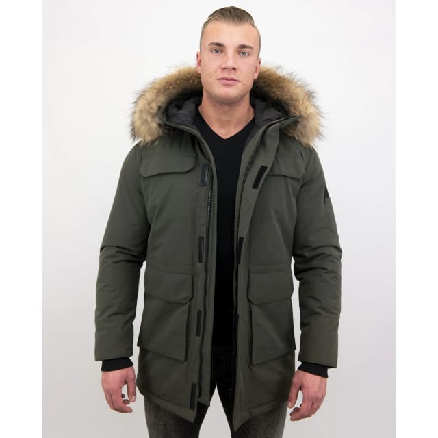 Enos Winterjas parka met grote echte bontkraag
