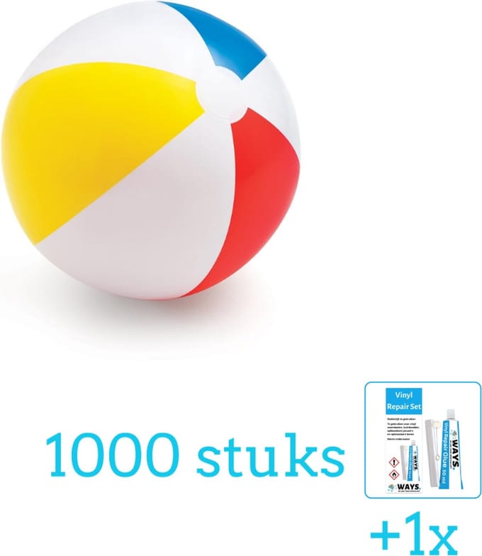 Intex Opblaasbare Strandbal Glossy - Medium - 51 cm - 59020NP - Diameter 51 cm - Volumebundel - Strandbal - 1000-delig
