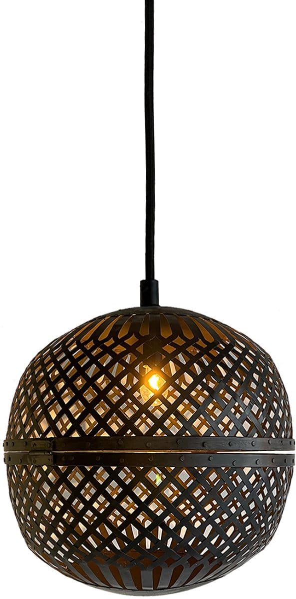 by Mooss - Hanglamp - Marrakech - ijzer - Vlechtwerk - Stoer - Bol - Ã˜ 20 cm