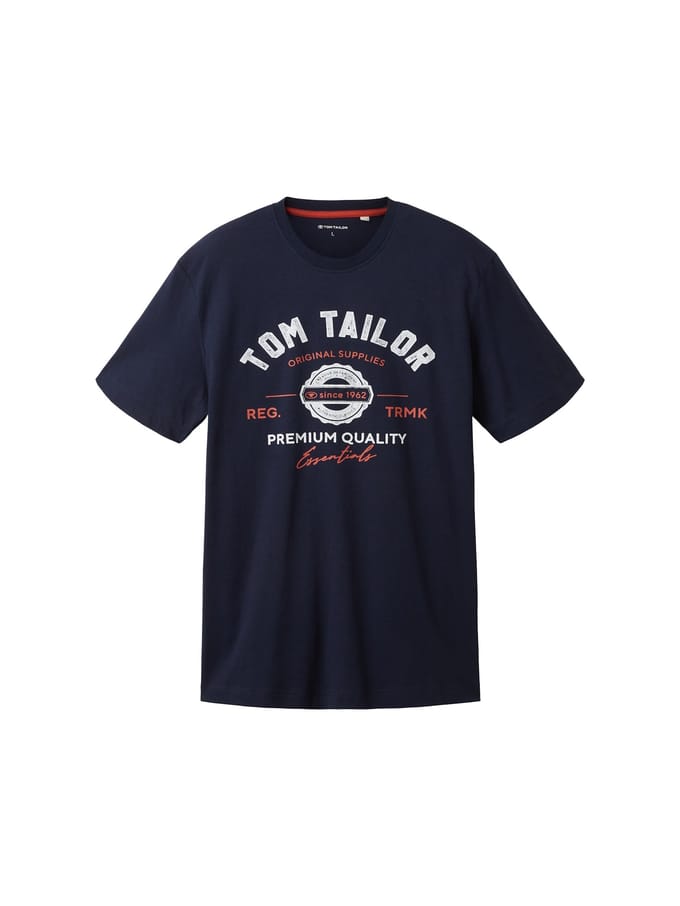 Tom Tailor - T-shirt met logoprint - Maat M - sky captain blue