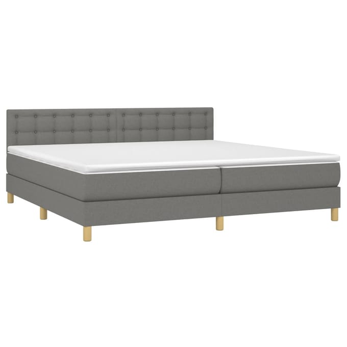 vidaXL - Boxspring - met - matras - en - LED - stof - donkergrijs - 200x200 - cm