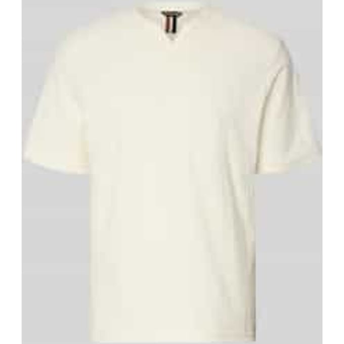 T-shirt met structuurpatroon en V-hals