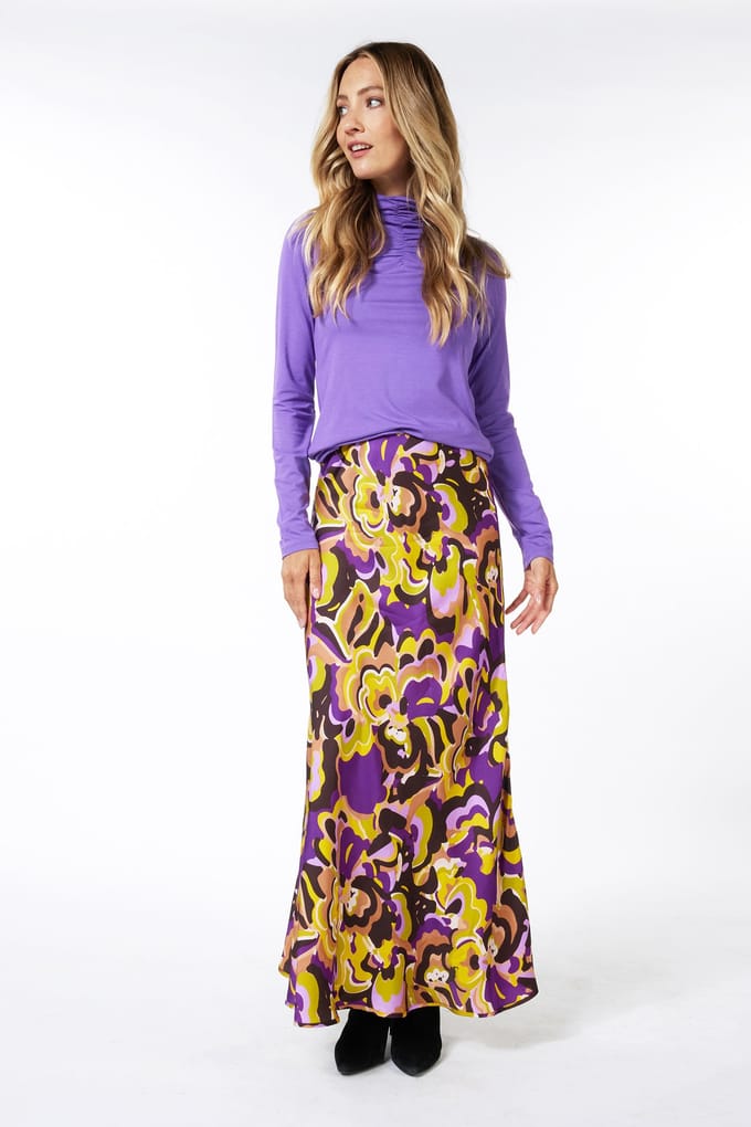 EsQualo Top Smocked Neckline Solid Sj Deep Lavender Taglia: S | Maglie a manica lunga Outlet | Donna