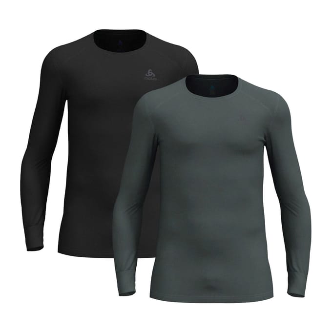 Odlo Active Warm Lange Mouw Thermoshirt 2-Pack Heren - Zwart/Army Groen - Maat M