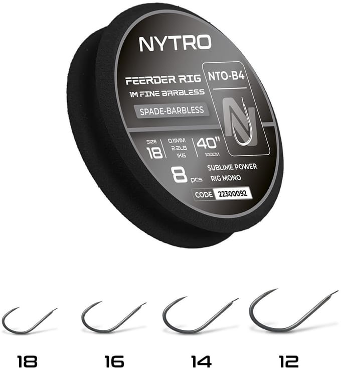 Nytro Ready Tied Rigs Feeder Rig Fine 1.00m Spade-Barbless (8 pcs) - Maat : Haak 14 - 0.13mm