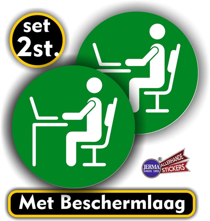 Jerma - Kantoor werkplek pictogram sticker set groen