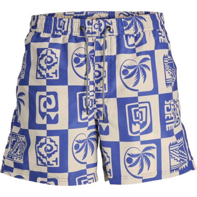 Jack & Jones Heren Zwemshort OCEANDAY Print Blauw - Maat L