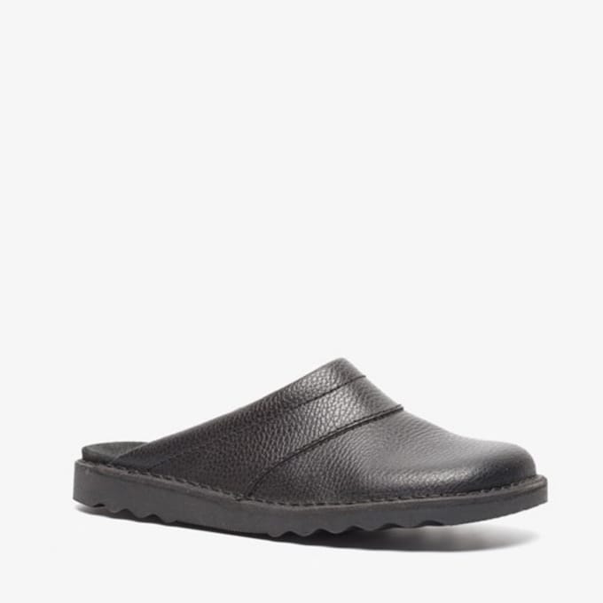 Natuform leren heren instap pantoffels - Zwart - Sloffen - Maat 41