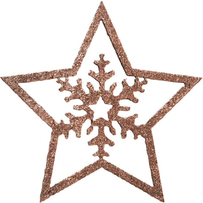 JJA - 100 kleine koperkleurig houten sterdecoraties met glitters