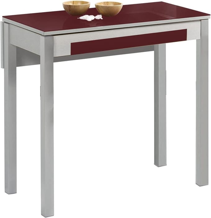 Keukentafel Uitschuifbaar - Eettafel Uitschuifbaar - Ruimte Besparen - Uitschuifbaar Blad - 80 x 40 cm - Bordeauxrood