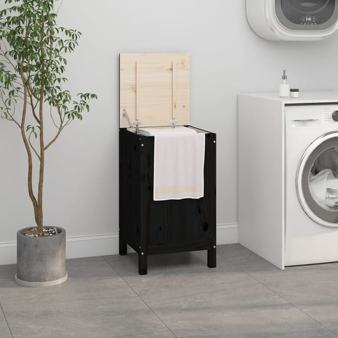 vidaXL - Wasmand - 44x44x76 - cm - massief - grenenhout - zwart