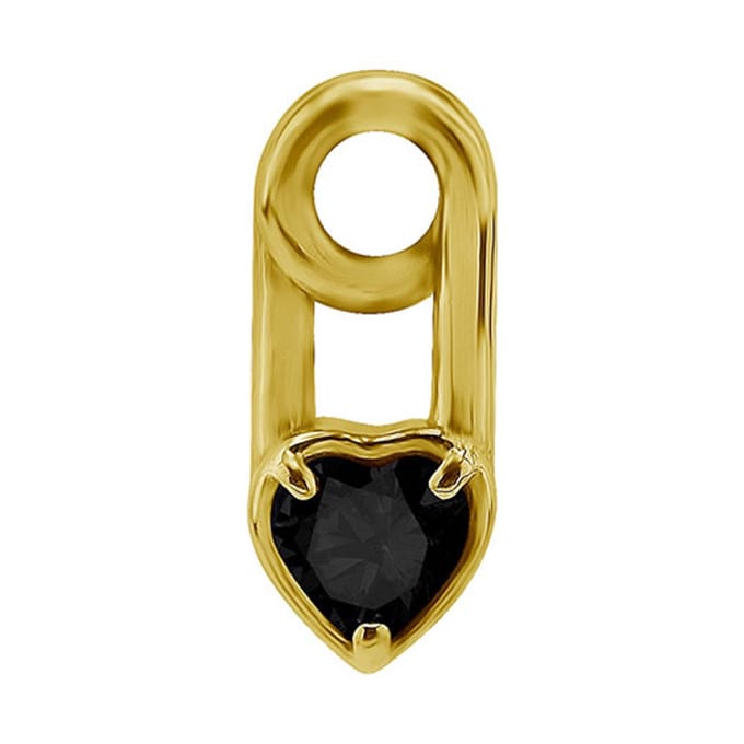 Crazy Needles Serie - Gouden Veiligheidsspeld Charms - Zwarte Zirkonia