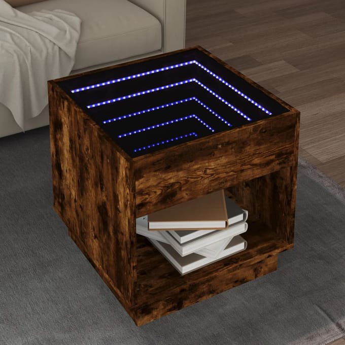 vidaXL Salontafel met Infinity LED 50x50x50 cm gerookt eikenkleurig