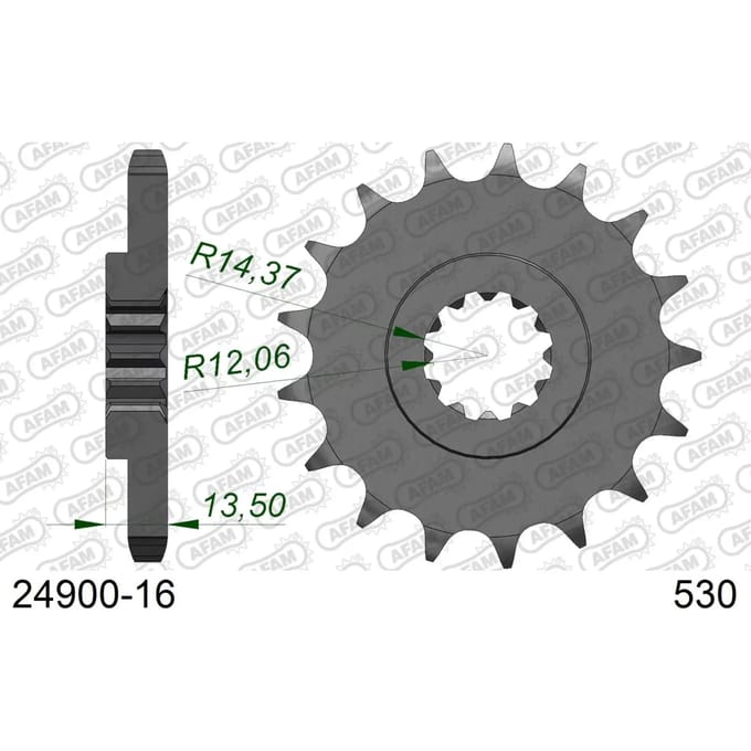 Stalen motortandwiel voor Afam 530 16 dents