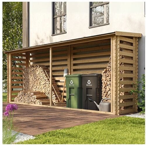 Timbela M203 - Haardhout Opslagschuurtje - 3,91 m² - 112x458xH199 cm - Houtopslag