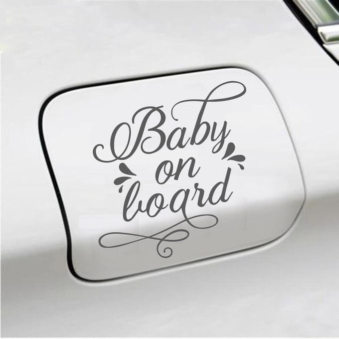 Bumpersticker - Baby On Board - 12,1 X 13,1 - Antraciet