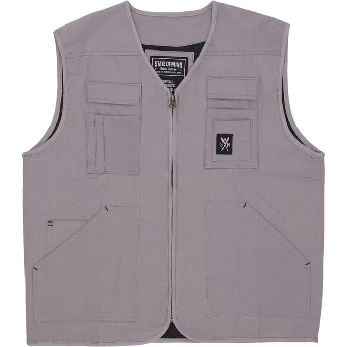Mouwloos retrofuture-vest voor heren grijs