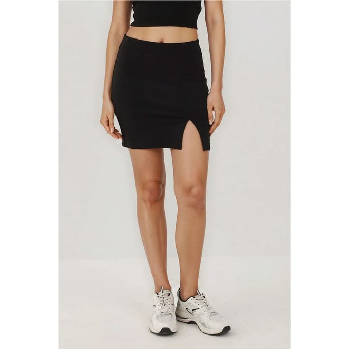 Elastische Taille Minirok met Split