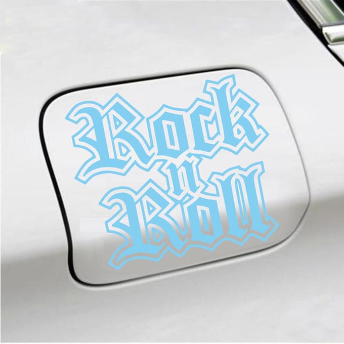 Bumpersticker - Rock N Roll - 13 X 15 - Licht Blauw