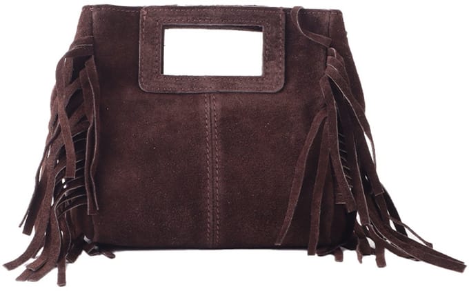 Giuliano lederen suede schoudertas - Suede - Made in Italy - Dames - Koffie