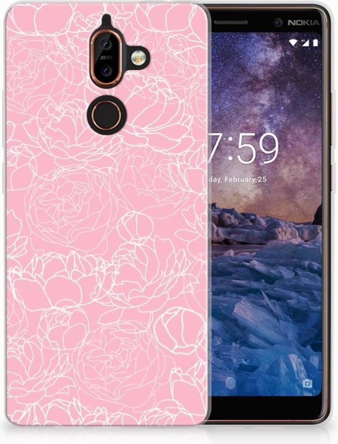 TPU Hoesje voor Nokia 7 Plus TPU Case White Flowers