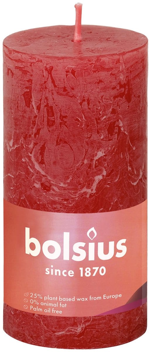 Bolsius Stompkaars Delicate Red Ø50 mm - Hoogte 10 cm - Rood - 30 branduren